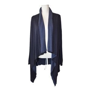 J. Jill Navy Open Front Linen Blend Cardigan Size XL Minimalist Draped Arts